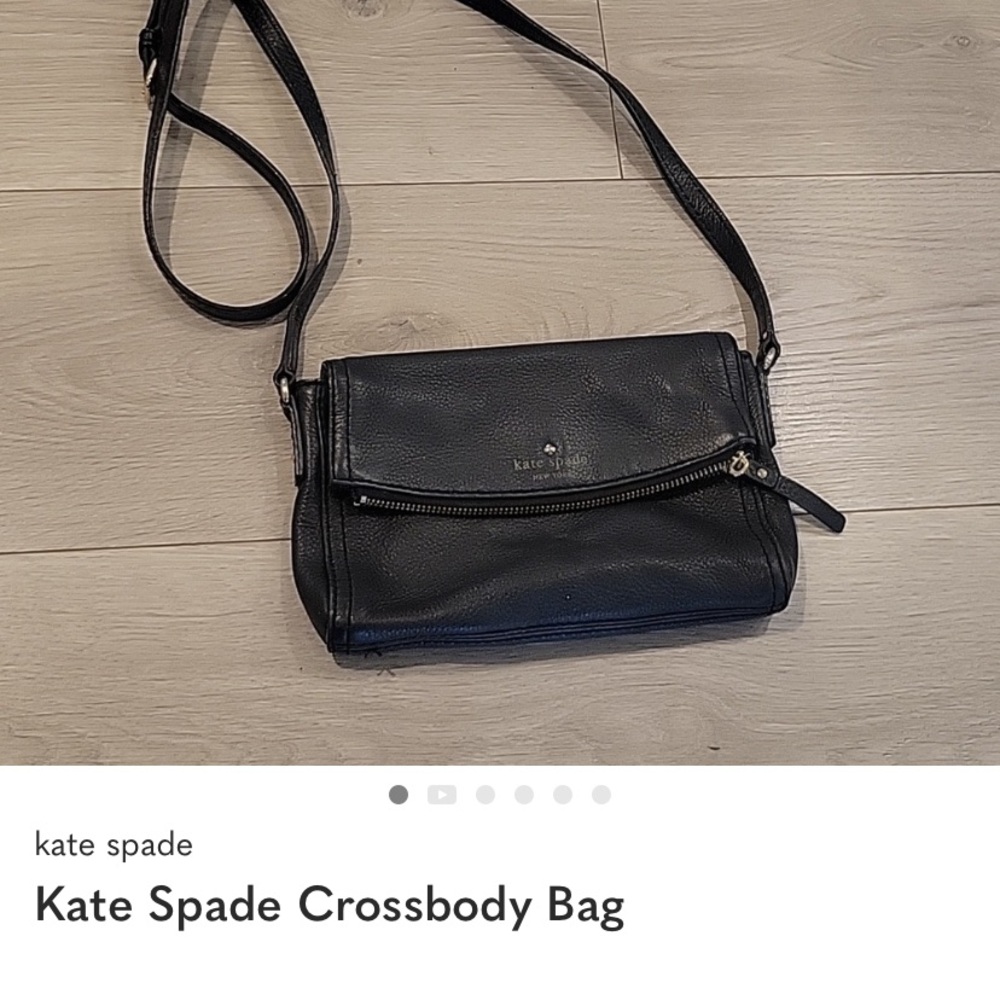 Kate Spade Black Pebbled Leather Crossbody Flap Zipper Closure 9"W/6"L